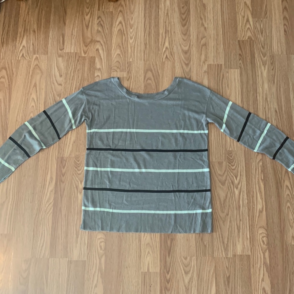 Gray striped charming Charlie sweater size L